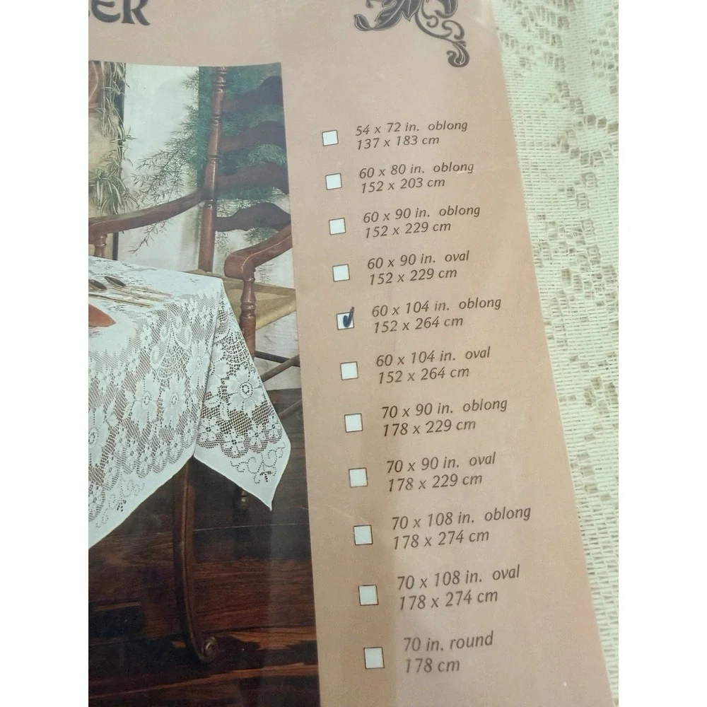 NEW Dupont Dacron Lancaster Lace Oblong 60x104 In. Tablecloth Beige Polyester
